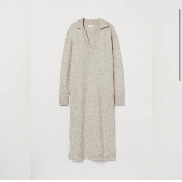 NWOT H&M Collared Knit Midi Sweater Dress Brown XS - Picture 2 of 4